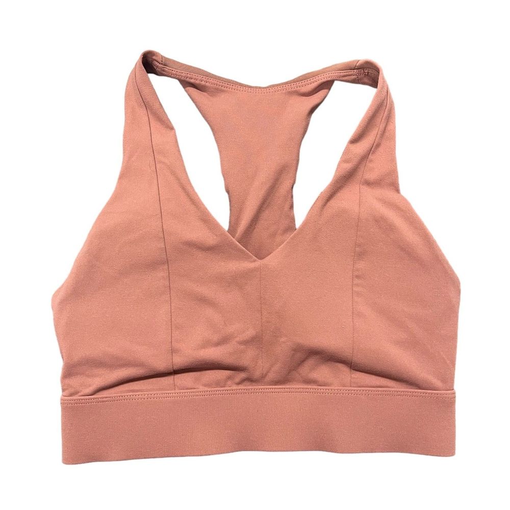 Fabletics Pink Sport Bra Mauve Color Size Small with Cup Pads and Phone Pocket